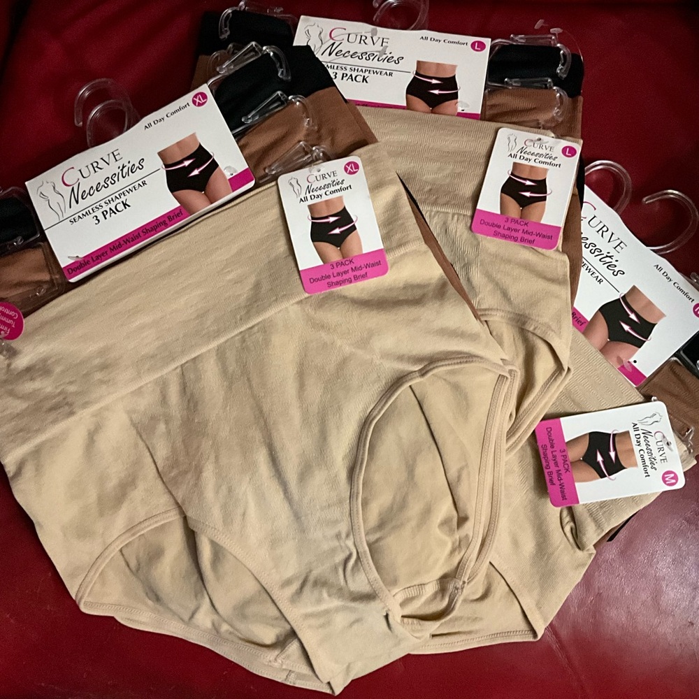 Curve Necessities 3 pack seamless shapewear mid waist shaping brief S M L $136